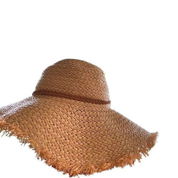 Large Floppy Brima Sun Hat w/ Leather Trim and Beaded Tassels coastalcowgirl - Picture 3 of 9